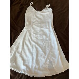White Vintage Embroidered Slip Dress Lingerie Mini Dress Babydoll Sleeveless